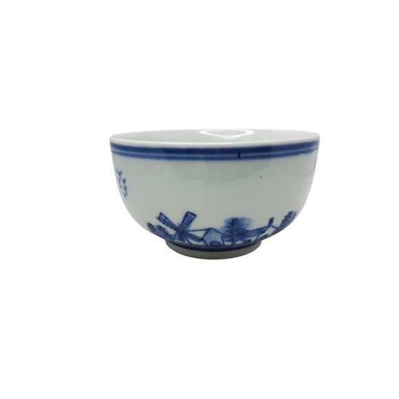 Hand-Painted Delft Blue Windmill Heavy Porcelain Bowl - Picture 5 of 7
